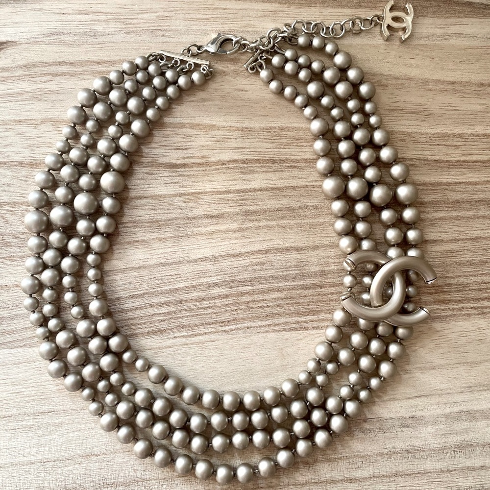 Chanel Grey Pearls Necklaces